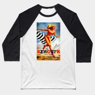 Vintage Travel Poster England south Devon Exmouth Baseball T-Shirt